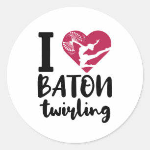 I Love Baton Twirling Classic Round Sticker