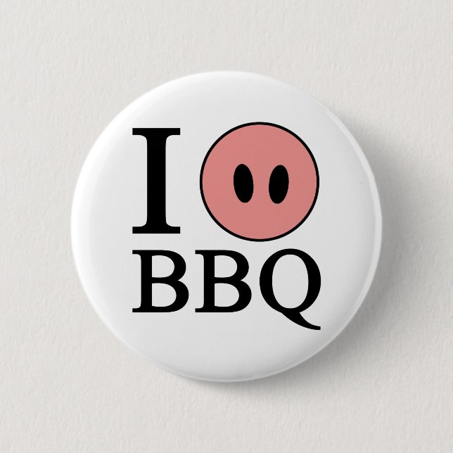 I Love BBQ 6 Cm Round Badge (Front)