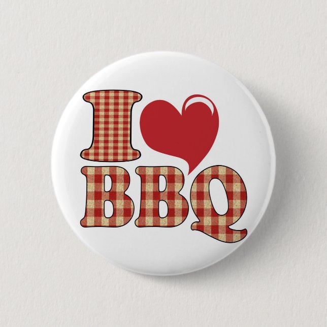 I Love BBQ 6 Cm Round Badge (Front)