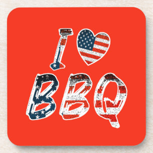 I love bbq, American patriotic Coaster