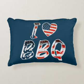 I Love BBQ, American Patriotic Decorative Cushion