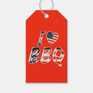 I love BBQ, American patriotic Gift Tags