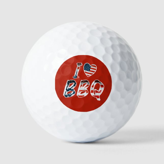 I Love BBQ, American Patriotic Golf Balls (Front)