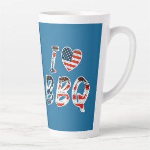 I love BBQ, American patriotic Latte Mug