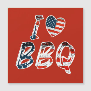 I love BBQ, American patriotic magnetic card