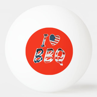 I Love BBQ, American Patriotic Ping Pong Ball