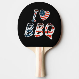 I Love BBQ, American Patriotic Ping Pong Paddle