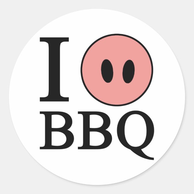I Love BBQ Classic Round Sticker (Front)