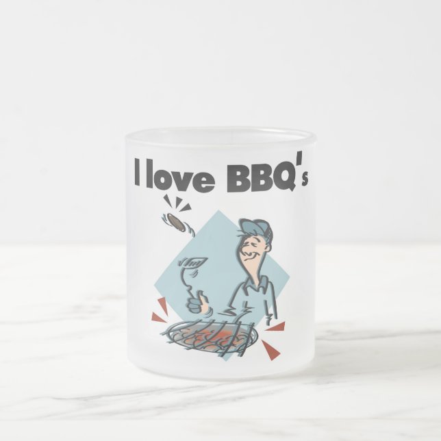 I Love BBQs T-shirts and Gifts Frosted Glass Coffee Mug (Center)