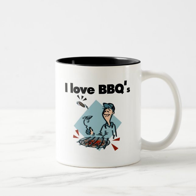 I Love BBQs T-shirts and Gifts Two-Tone Coffee Mug (Right)
