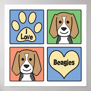 I Love Beagles Poster