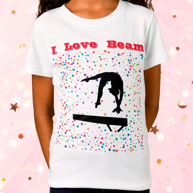 I Love Beam Girls Gymnastics Balance Beam Gymnast T-Shirt (Creator Uploaded)