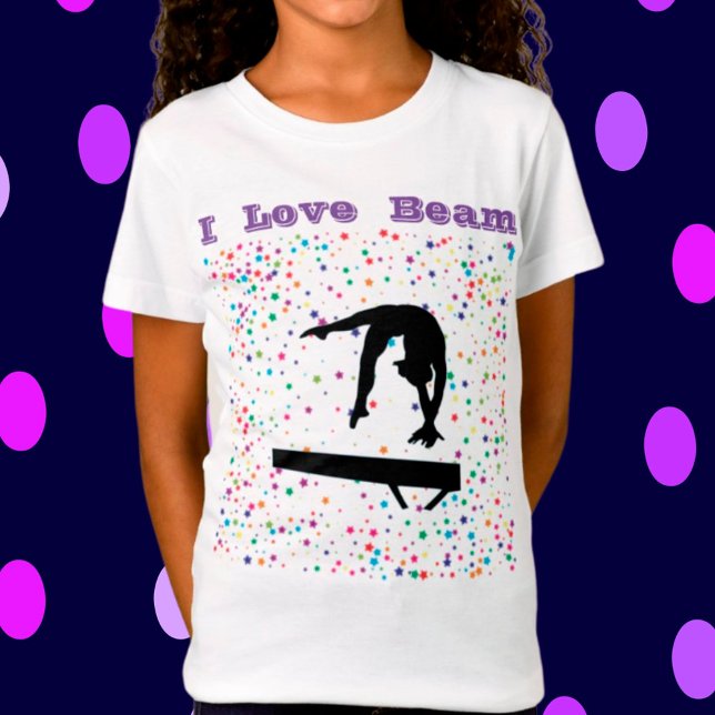 I Love Beam Girls Gymnastics Balance Beam Gymnast T-Shirt (Creator Uploaded)