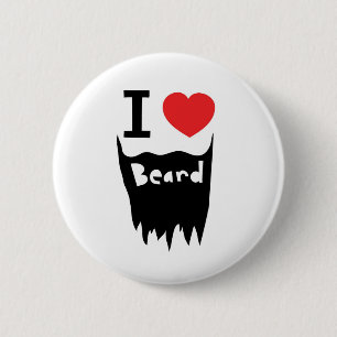 I love beard 6 cm round badge
