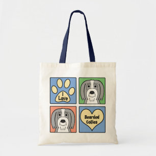 I Love Bearded Collies Tote Bag