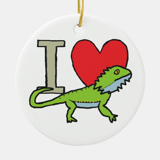 I Love Bearded Dragons Ceramic Tree Decoration (Front)