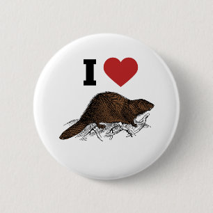 I Love Beaver 6 Cm Round Badge