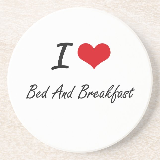 I Love Bed And Breakfast Artistic Design Coaster (Front)