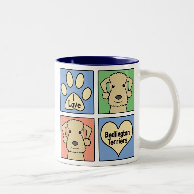 I Love Bedlington Terriers Two-Tone Coffee Mug (Right)
