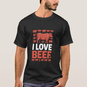 I Love Beef Cow Ranching BBQ Fans T-Shirt