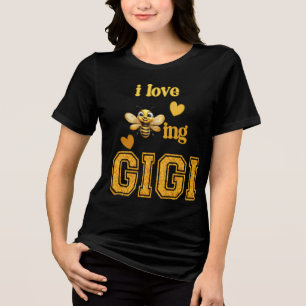 I Love Beeing Gigi Cute Bumblebee Honeycomb Tri-Blend Shirt