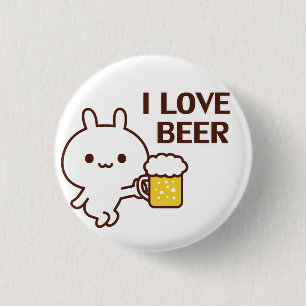 I LOVE BEER 3 CM ROUND BADGE