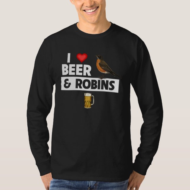 I Love Beer and American Robins Connecticut State  T-Shirt (Front)