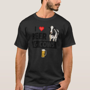 I Love Beer and Cows Farming Christian Farm Anim T-Shirt