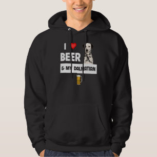 I Love Beer And My Dalmatian Mum Dad Dog Drinking  Hoodie