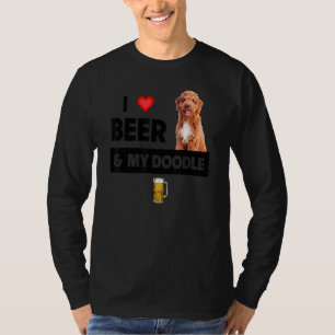 I Love Beer And My Golden Doodle Mum Dad Dog Owner T-Shirt