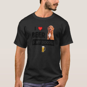 I Love Beer And My Golden Doodle Mum Dad Dog Owner T-Shirt