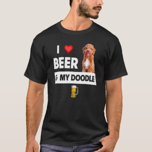 I Love Beer And My Golden Doodle Mum Dad Dog Owner T-Shirt