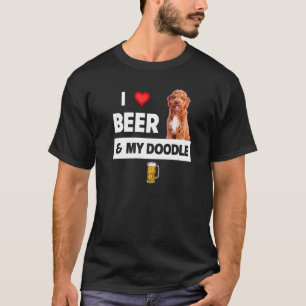 I Love Beer And My Golden Doodle Mum Dad Dog Owner T-Shirt