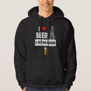 I Love Beer and My Irish Wolfhound Dog Mom Dad Dri Hoodie
