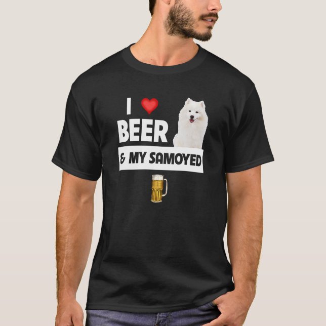 I Love Beer and My Samoyed Herding Paws Mom Dad Dr T-Shirt (Front)