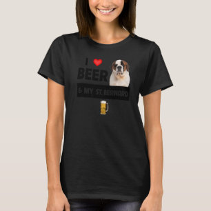 I Love Beer And My St Bernard Mum Dad Dog Rescue D T-Shirt