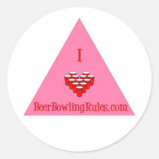 I Love Beer Bowling Rules.com Classic Round Sticker