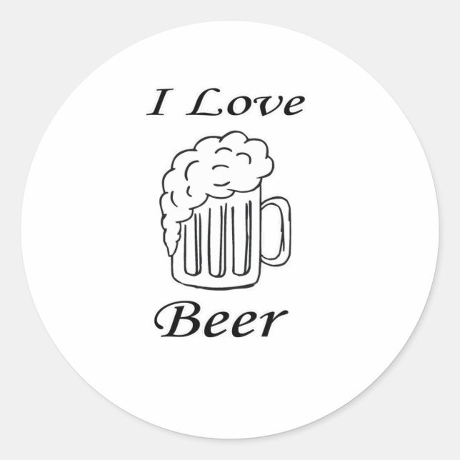 I Love Beer Classic Round Sticker (Front)