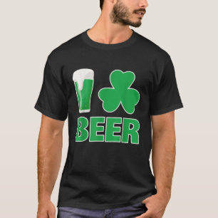 I Love Beer Funny Shamrock St Pattys Day Drinking T-Shirt