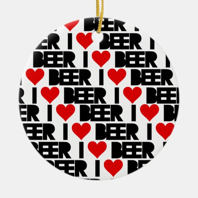 I love Beer - Have a Beery Xmas Ceramic Tree Decoration (Front)