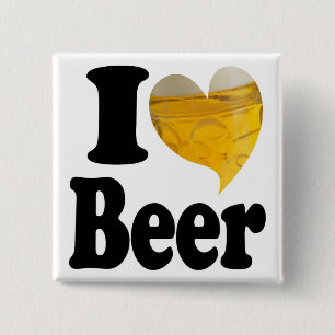 I Love Beer Heart 15 Cm Square Badge