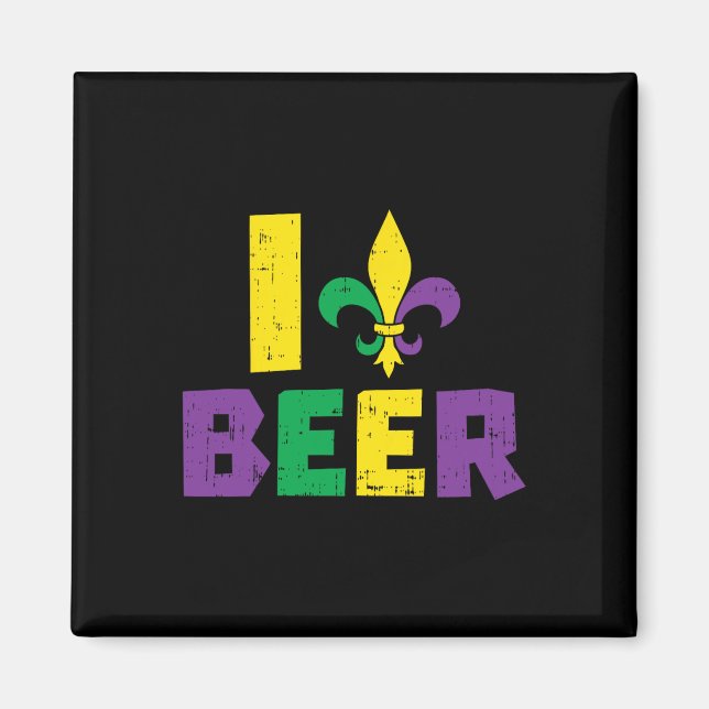 I Love Beer Jester Hat Drinking Team Fun Mardi Gra Magnet (Front)