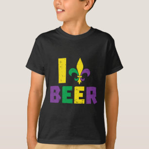 I Love Beer Jester Hat Drinking Team Fun Mardi Gra T-Shirt