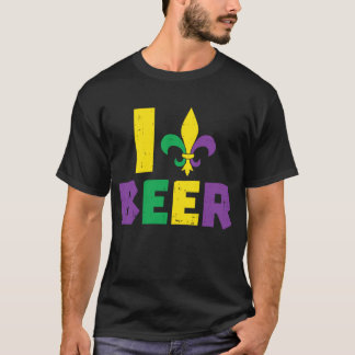 I Love Beer Jester Hat Drinking Team Fun Mardi Gra T-Shirt