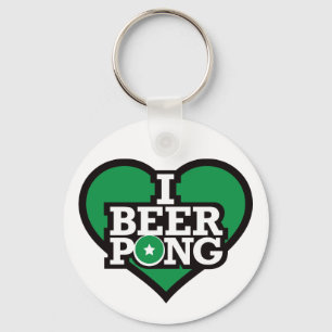 I Love Beer Pong - Green Key Ring
