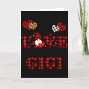 I Love Being A Gigi Gnomes Red Plaid Heart Valenti Card