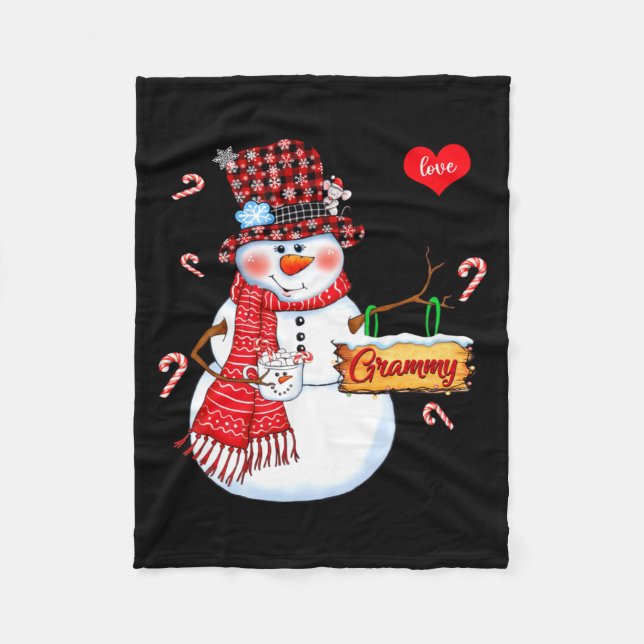 I Love Being A Grammy Snowman Xmas Happy New Merry Fleece Blanket (Front)