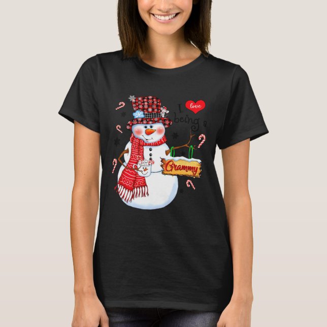 I Love Being A Grammy Snowman Xmas Happy New Merry T-Shirt (Front)