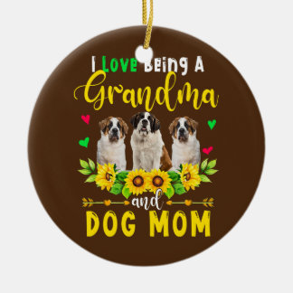 I Love Being A Grandma And Dog Mum St Bernard Ceramic Tree Decoration