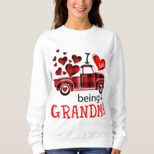I Love Being a Grandma Red Plaid Truck Sweatshirt